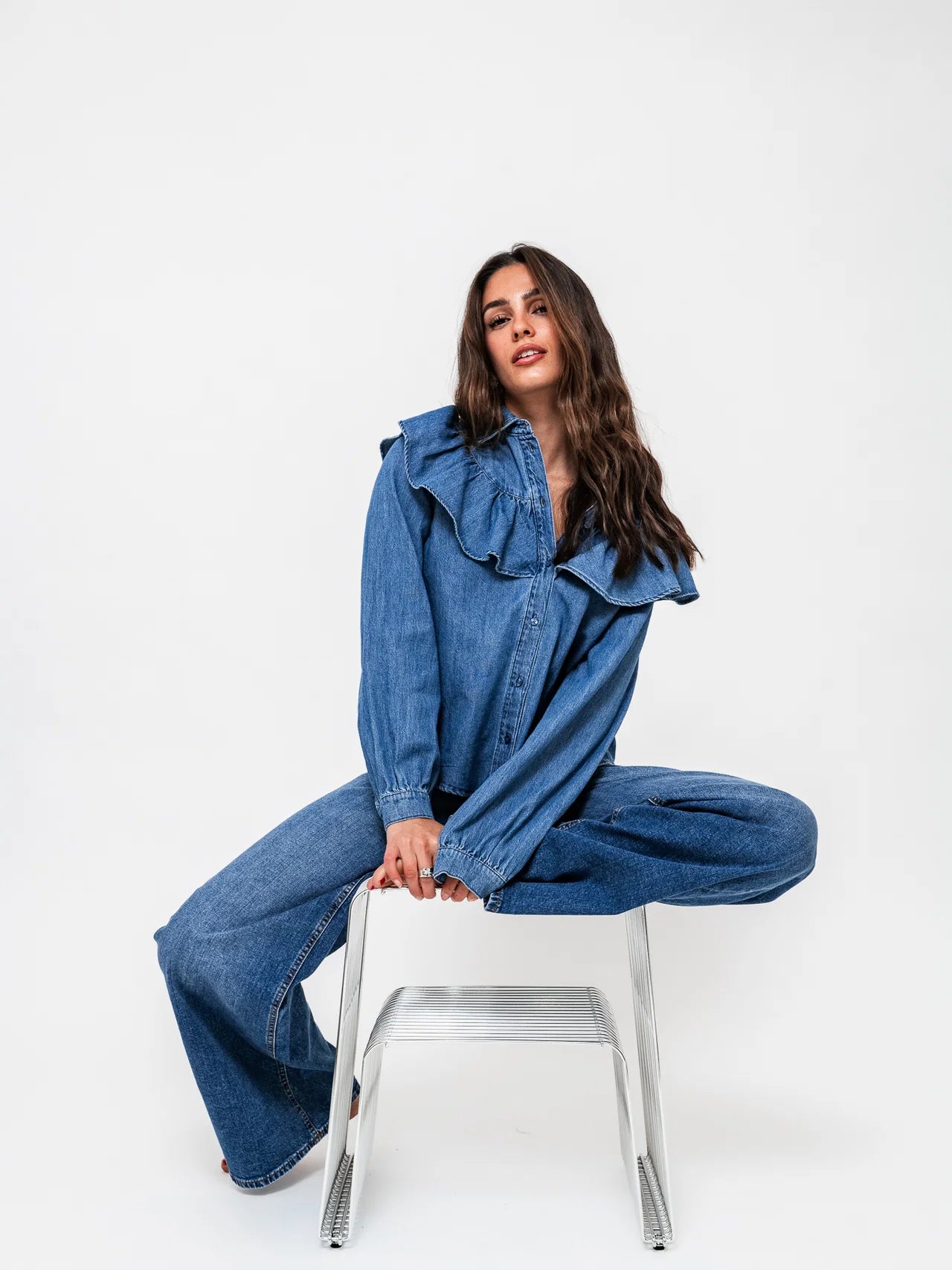 PCBIRKE Denim Shirt - Medium Blue Denim